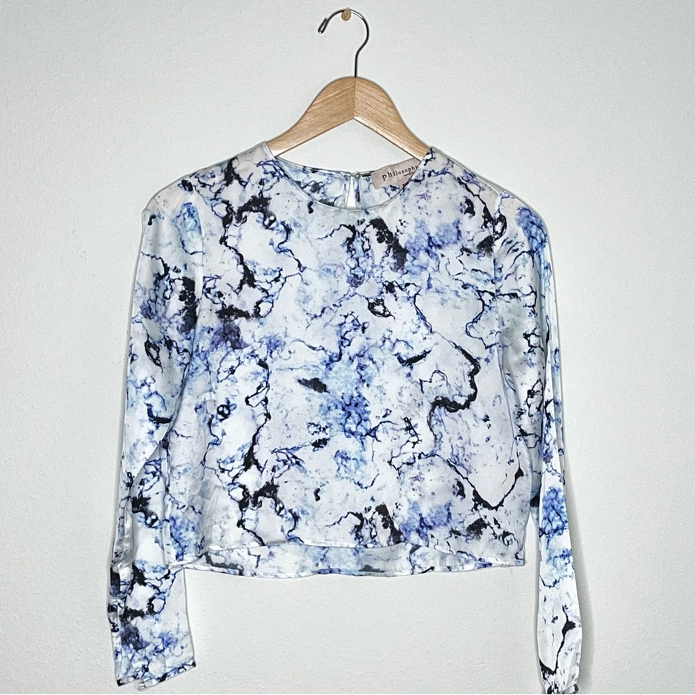 Philosophy blue marble print blouse